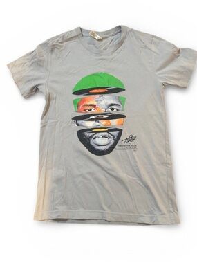 Graphic Frank Ocean Face Slice T-Shirt in Light Blue with Green Accent